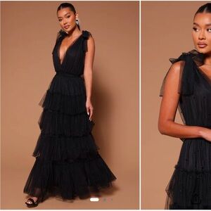 Fashion Nova Black Tulle Maxi Dress